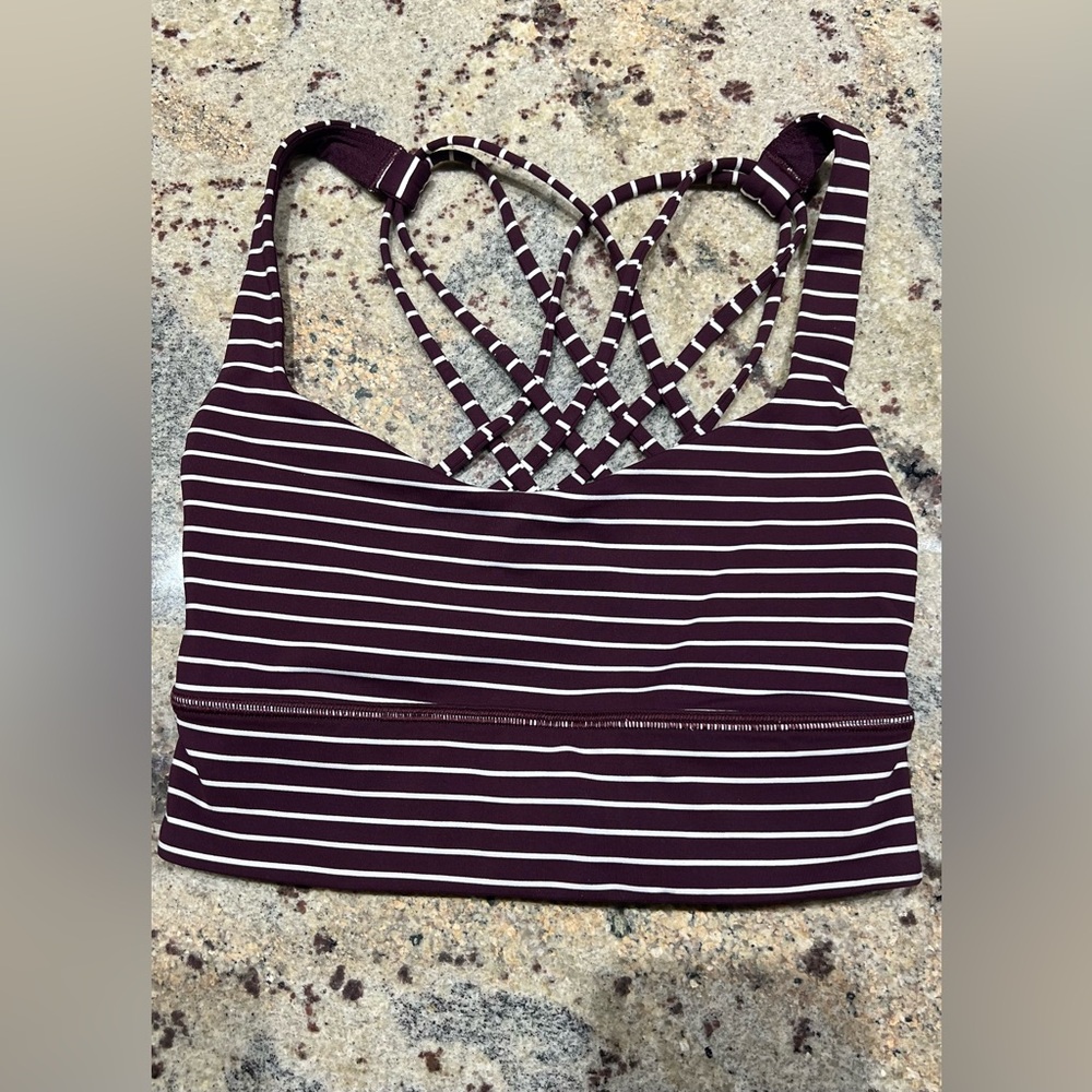 Lululemon Free to Be Bra *Wild Long Line
Parallel Stripe Dark Adobe White - Picture 4 of 5